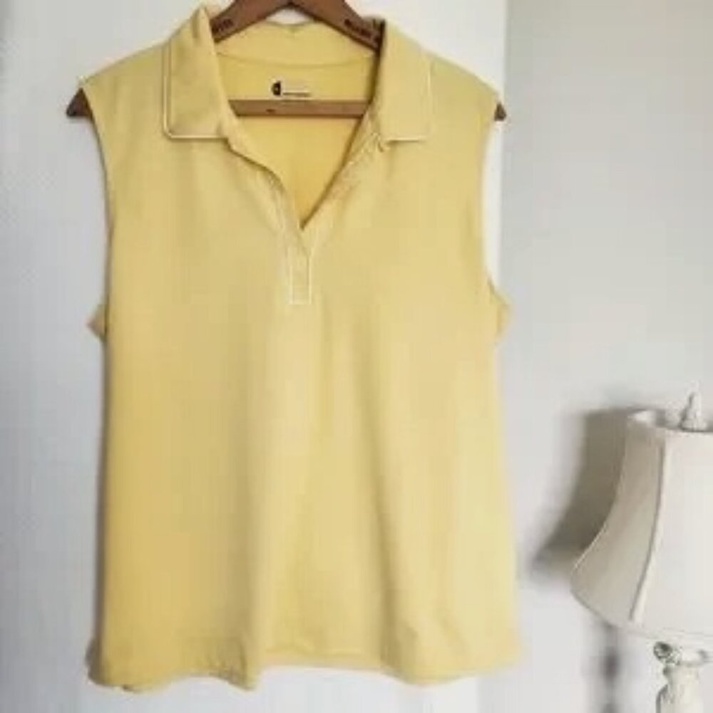 IZOD Women's Top Plus Size XL Yellow sleeveless Cool FX Golf Tennis Pickleball